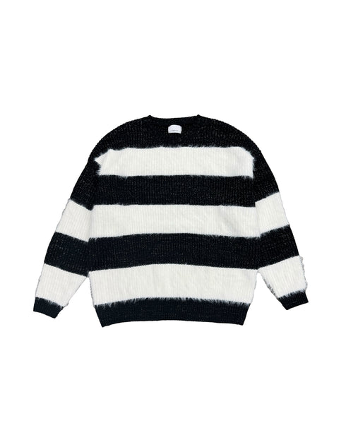 シャギーラメボーダーニットトップス